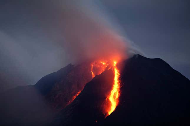 What it looks like when a volcano erupts 77 times in a single day