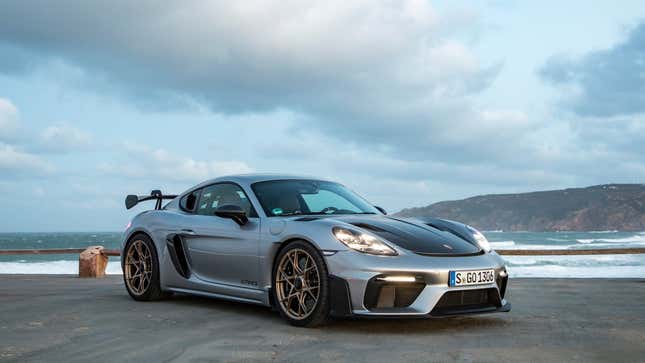 A photo of a grey Porsche Cayman GT4 RS.