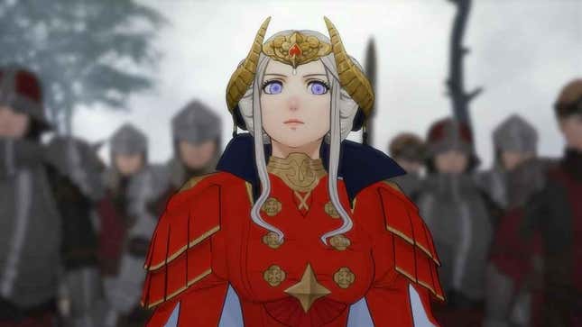 Edelgard wearing her red emperor outfit