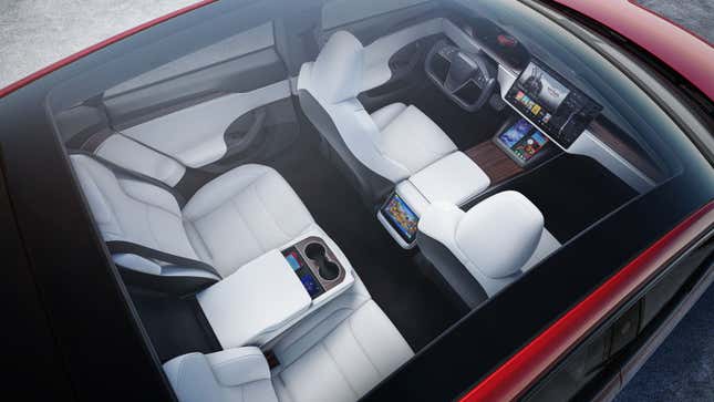 A top-down image of the Tesla Model S interior. 