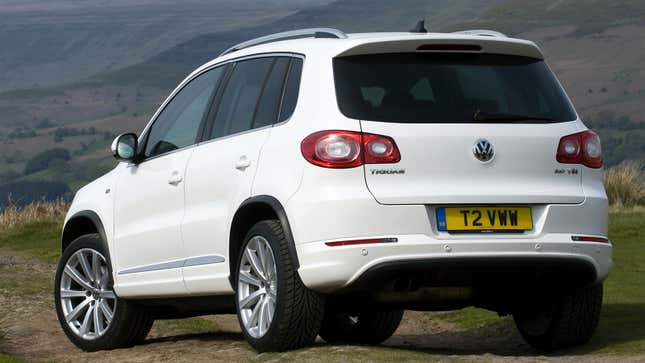 A photo of a white VW Tiguan SUV. 