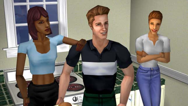 Sims characters prepare for the re-launch. 