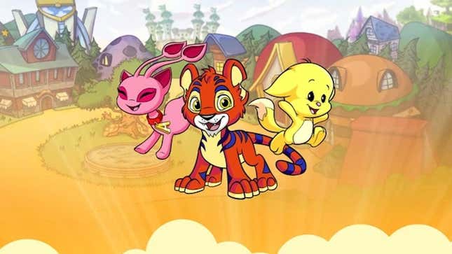 Three Neopets standing next to each other