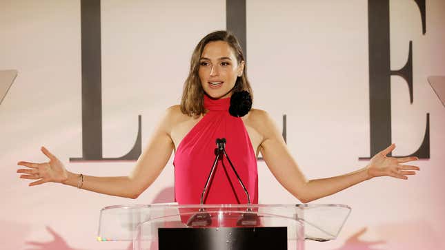 Gal Gadot speaks onstage during ELLE’s 27th Annual Women In Hollywood Celebration at Academy Museum of Motion Pictures on October 19, 2021 in Los Angeles, California