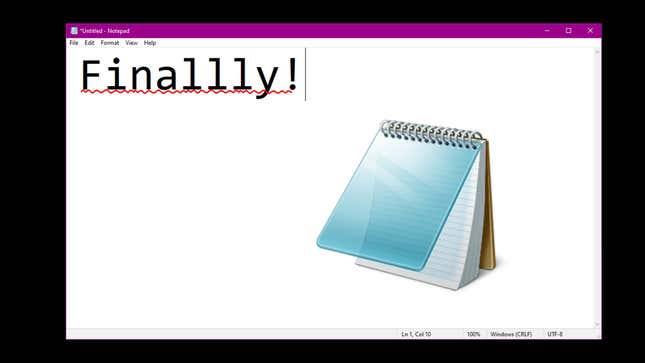 An image shows a notepad document with a typo. 