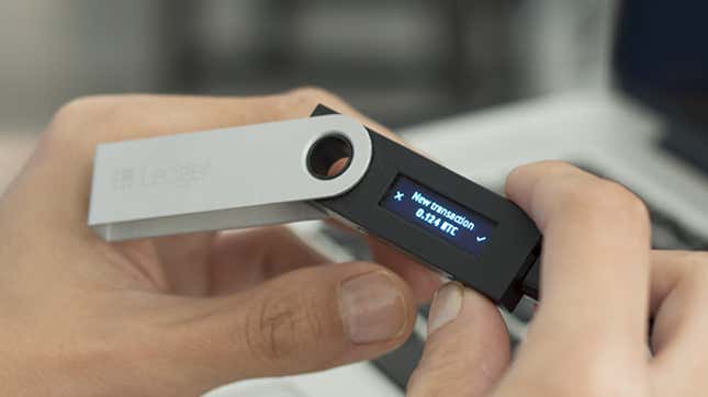 A Ledger Nano S in action