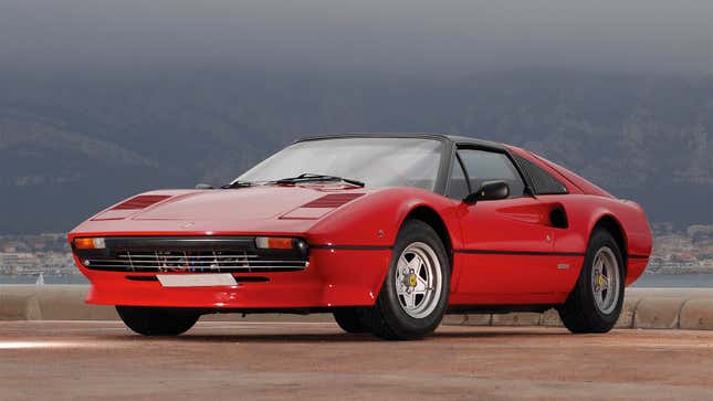 A red Ferrari 308 supercar. 