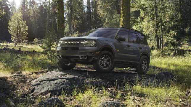 A photo of a grey Ford Bronco Sport SUV. 