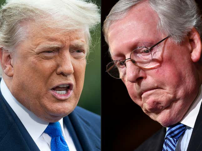 Image for article titled Mitch McConnell Says He&#39;d &#39;Absolutely&#39; Support Another Trump Presidency Despite Trump Calling Him a &#39;Political Hack&#39;