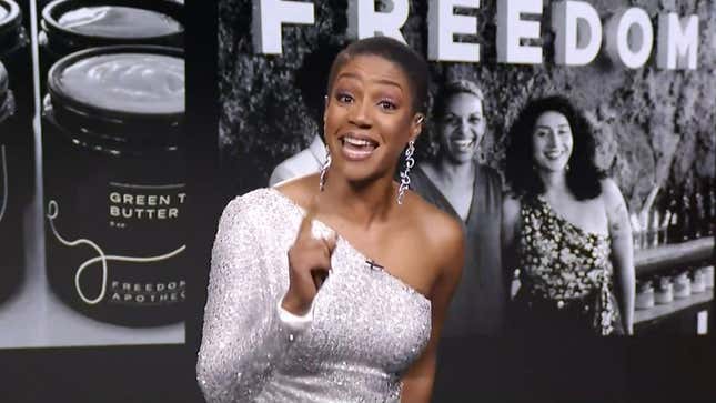 In this screengrab Tiffany Haddish speaks during the Verizon Big Concert For Small Business broadcast on February 07, 2021. 