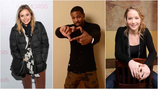 From left: Elizabeth Olsen (Photo: Dimitrios Kambouris/Getty Images for Best Events), Michael B. Jordan (Photo: Larry Busacca/Getty Images), and Jennifer Lawrence (Photo: Fred Hayes/Getty Images) at Sundance in 2012, 2013, and 2010, respectively