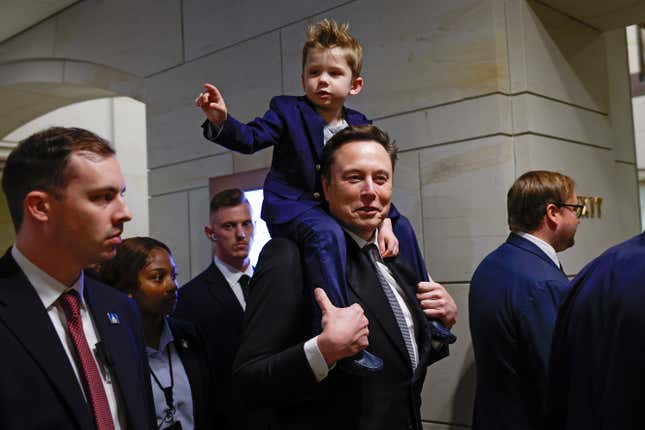 Tesla and SpaceX CEO Elon Musk at the U.S. Capitol Building for a meeting with Congressional Republicans interested in his Department of Government Efficiency. 