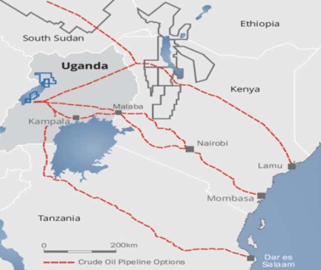 Kenyan and Ugandan officials have agreed on a northern route for the pipeline, through northwestern Kenya to the port of Lamu.