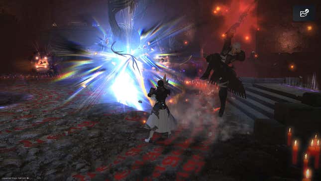 A sparkly battle in one of the game's dungeons.