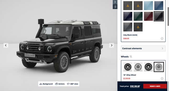 Image for article titled Ineos Grenadier Reaches Past $100K With Options Like A Heavy Duty Winch And Safari Windows