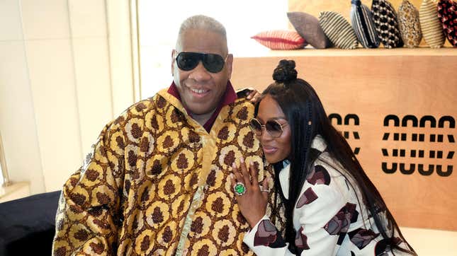 Andre Leon Talley and Naomi Campbell attend day two of Arise Fashion Week on April 20, 2019 in Lagos, Nigeria.