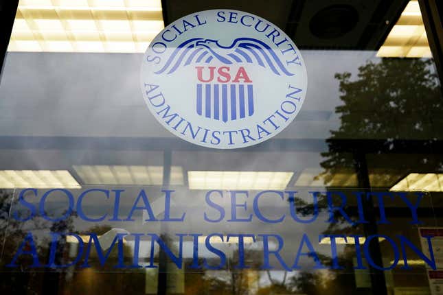 FILE - The U.S. Social Security Administration office is seen in Mount Prospect, Ill., Oct. 12, 2022. About 71 million people including retirees, disabled people and children receive Social Security benefits. (AP Photo/Nam Y. Huh, File)