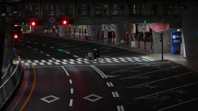 A crosswalk at Incheon International Airport