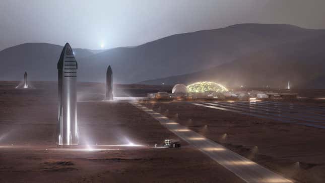Artist’s conception of a SpaceX Martian colony
