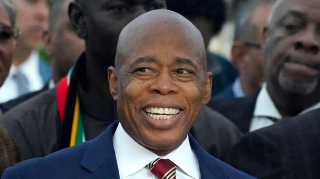 New York City Mayor Eric Adams talks to the press outside Gracie Mansion, the official residence of the mayor of New York City, on September 26, 2024, after he was indicted on federal criminal charges.