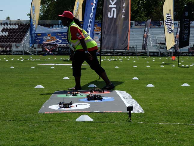 Setting up drones to race.