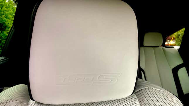 A close-up of the front head restraint of the ZDX showing embossed Type S script