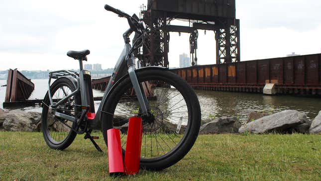 A photo of the NIU e-bike with its two batteries removed.