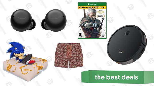 Image for article titled Tuesday&#39;s Best Deals: Amazon Echo Buds (2nd Gen), Kyvol Cybovac D3 Robot Vacuum Cleaner, The Witcher 3: Wild Hunt, 30% off Outdoor Gear at Society6, and More