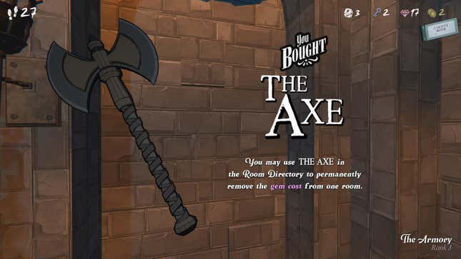 A screenshot of the Axe in Blue Prince.