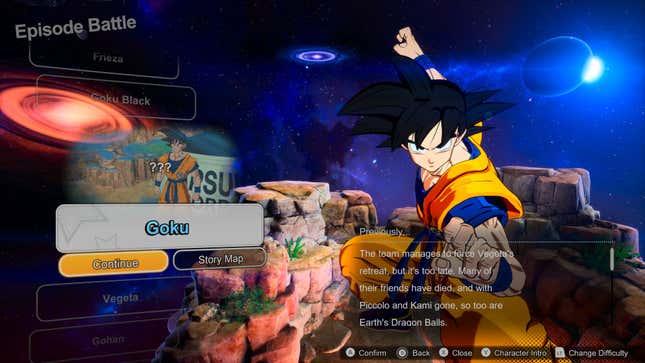 The Goku challenge screen.