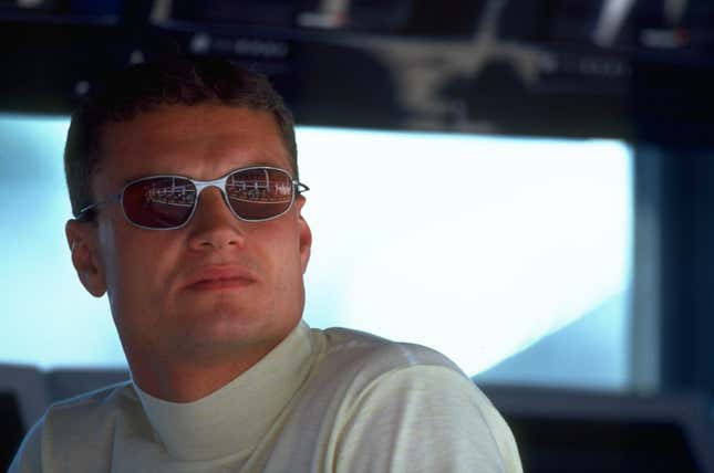 Portrait of McLaren Mercedes driver David Coulthard before the 1999 French Grand Prix.