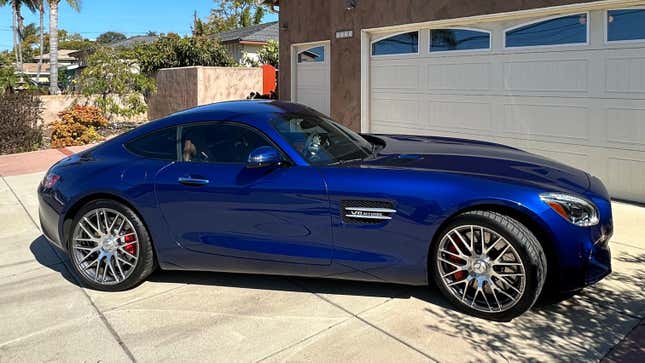 Side view of a blue Mercedes-AMG GT