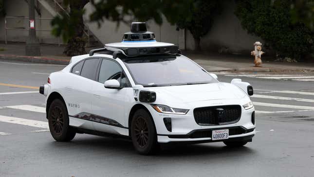 A Waymo autonomous vehicle drives along Masonic Avenue on April 11, 2022 in San Francisco, California