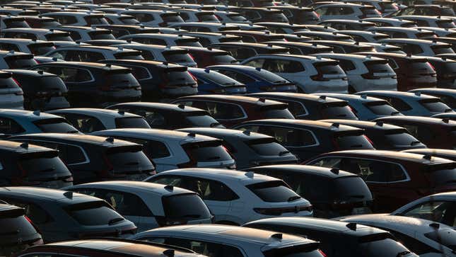 Recently imported brand new unregistered Honda cars are parked in a storage yard as they wait delivery to car dealerships at the Port of Bristol on January 15, 2025 near Bristol, England.