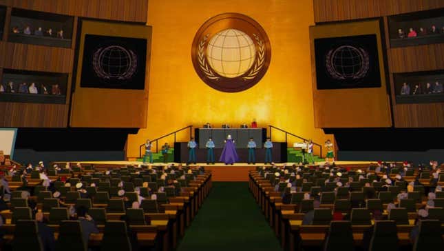 Magneto stands before a jury in the UN