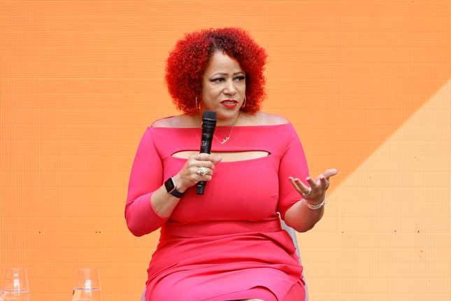 LOS ANGELES, CALIFORNIA - JUNE 13: Reporter and Creator of the landmark 1619 Project Nikole Hannah-Jones speaks onstage during “The History ofDemocracy and Voter Suppression in America” segment at When We All Vote Inaugural Culture Of Democracy Summit on June 13, 2022 in Los Angeles, California. 