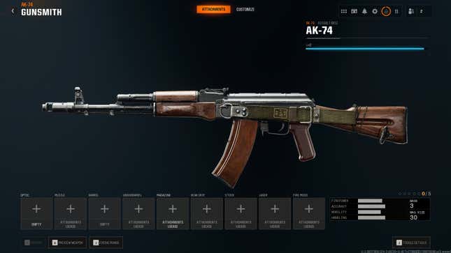 Loadout screen for the AK-47 in Black Ops 6