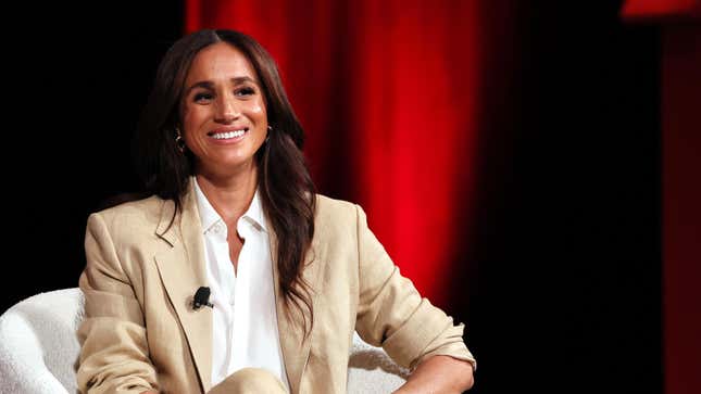 NEW YORK, NEW YORK - APRIL 23: Meghan, Duchess of Sussex speaks onstage during the 2025 TIME100 Summit at Jazz at Lincoln Center on April 23, 2025 in New York City.