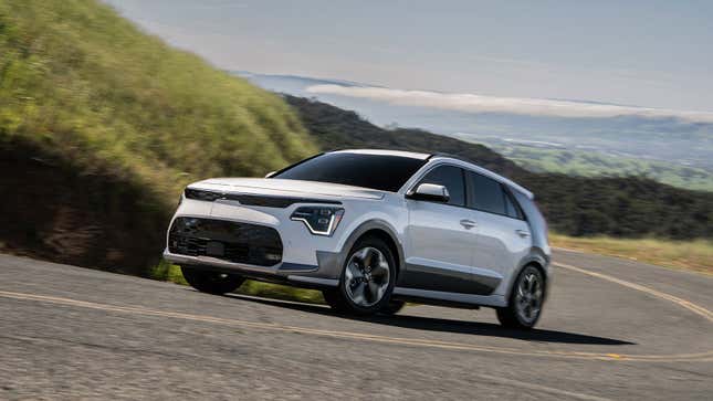 A photo of a white Kia Niro EV. 