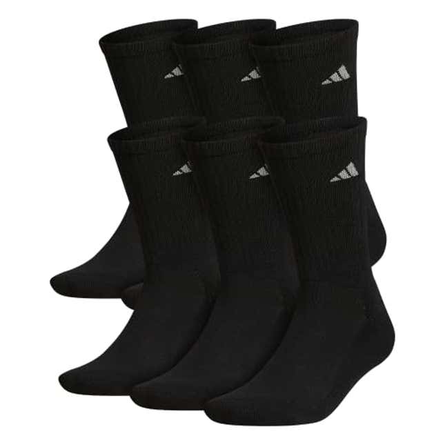 Image for article titled adidas Men&#39;s Athletic Cushioned Crew Socks with Arch Compression for a Secure fit (6-Pair), Now 15% Off