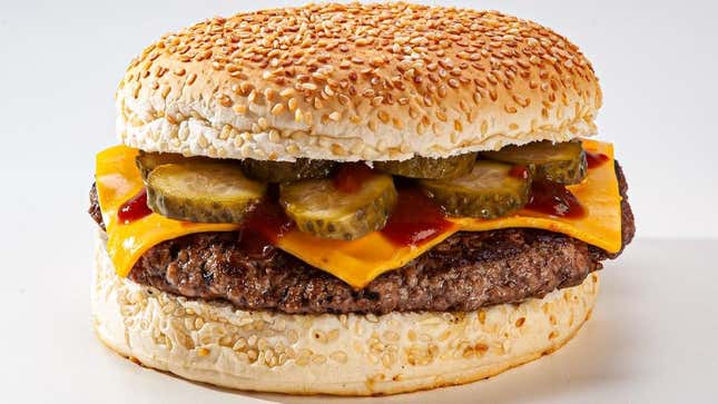 Burger with lots of pickles