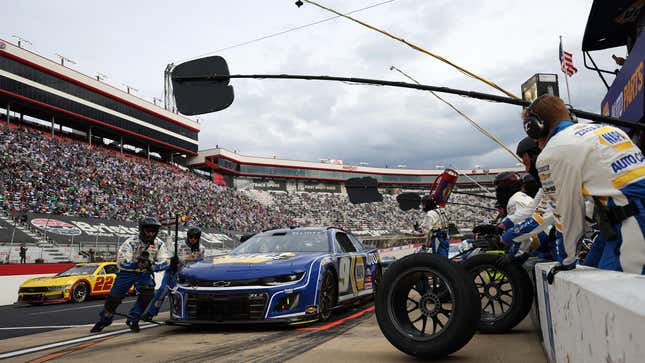 Chase Elliott, driver of the #9 NAPA Auto Parts Chevrolet, pits during the NASCAR Cup Series Food City 500 at Bristol Motor Speedway on March 17, 2024 in Bristol, Tennessee