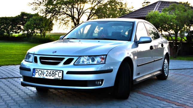 A silver 2004 Saab 9-3SS