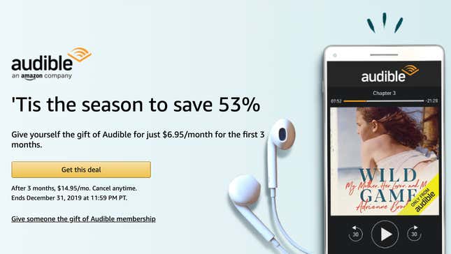 First Three Months of Audible | $7/Month | Amazon | Prime members only