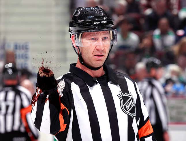 Image for article titled Hockey Referee Comes Away From Faceoff Without Hand