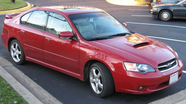 2005-2006 Subaru Legacy 2.5GT Limited shown in Garnet Red Pearl, photographed in USA.