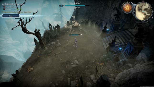 A V Rising gameplay screenshot highlights the list of tasks and rewards in the upper-left corner.