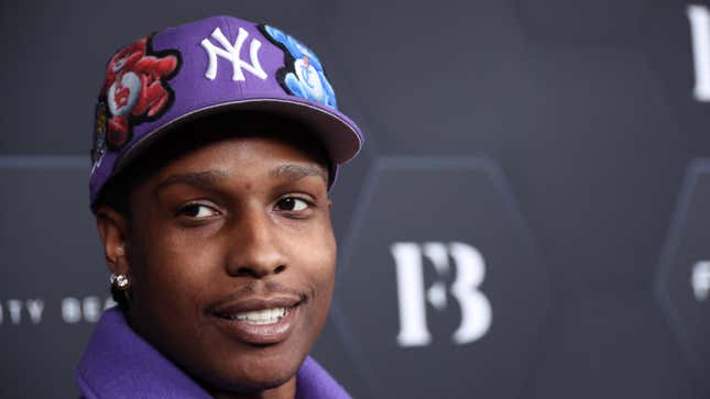 ASAP Rocky poses for a picture as Rihanna celebrates her beauty brands Fenty Beauty and Fenty Skin on February 11, 2022 in Los Angeles, California.