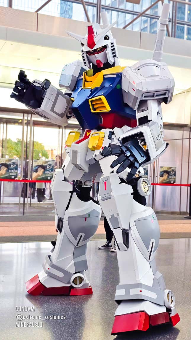 A Gundam cosplayer at Anime NYC 2023.