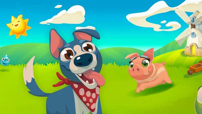 A dog and pig smile.